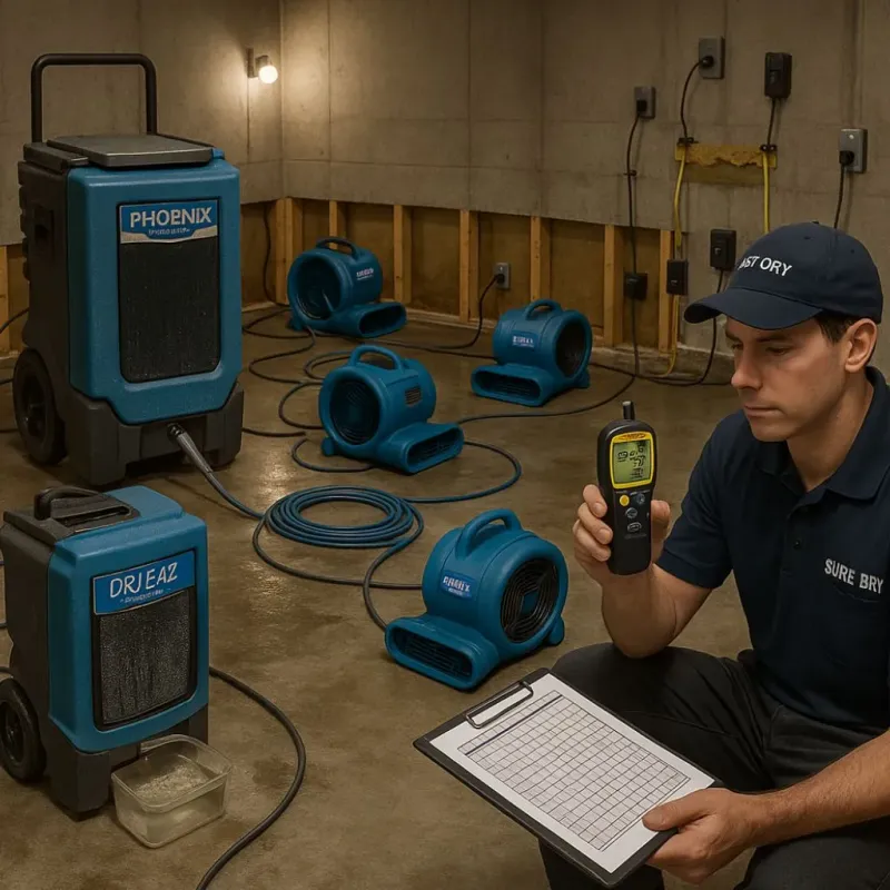 Structural Drying and Dehumidification process in Kemah, TX
